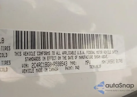 2017 Chrysler Pacifica Touring-L from USA, damaged, VIN 2C4RC1BG0HR598543